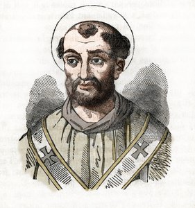 Starověk: zobrazení papeže Fabiána (Fabian nebo Fabian nebo Fabianus) (236-250) Kresba z „Tajemství Vatikánu“ od Franca Mistraliho od Franco Mistrali