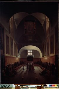 „Interiér sboru v kostele Santa Maria della Concezione dei Cappuccini na Piazza Barberini v Římě“ Malba Francoise Mariuse od Francois Marius Granet