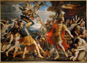 Aeneas a jeho společníci bojují s Harpyjemi... od Francois (1590 1650) (after) Perrier