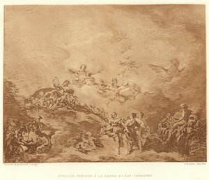 Apollo předsedá tanci a písním (rytina) od Francois (after) Boucher