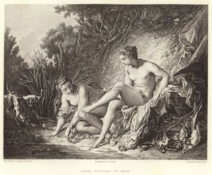 Diane Leaving the Bath (rytina) od Francois (after) Boucher