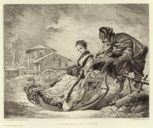 Zimní radovánky (rytina) od Francois (after) Boucher