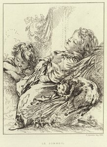 Spánek (rytina) od Francois (after) Boucher