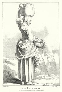Milkmaid (rytina) od Francois (after) Boucher