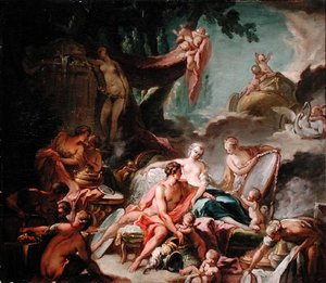 Lásky bohů: Mars a Venuše (olej na plátně)