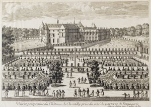 Pohled na Chateau de Chantilly z Orangerie, polovina 18. století