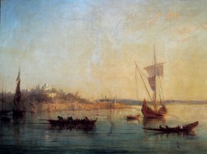 Pohled na Konstantinopol od vchodu do Bosporu Obraz od Francoise Pierra Barryho (1813-1905) 1869 ne. 0,64x1 m Marseille, Musee des Beaux Arts
