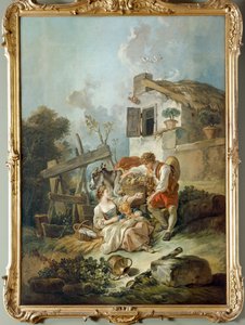 Muž nabízející hrozny dívce od François Boucher
