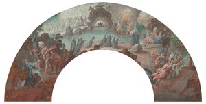 Aeneas v podsvětí, návrh vějíře od François Boucher