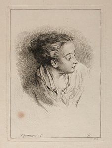 Busta ženy s vlasy staženými dozadu od François Boucher