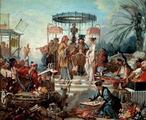 Čínská svatební scéna svatba na dvoře císaře Číny. Obraz Francoise Bouchera (1703-1770) 1740 Besancon, Musee des Beaux Arts od François Boucher