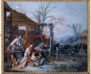 Chinoiserie: "" Lov"" Obraz Francoise Bouchera (1703-1770). Muzeum výtvarného umění v Besanconu od François Boucher