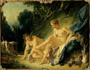 Diane opouštějící vanu Obraz Francoise Bouchera (1703-1770) od François Boucher