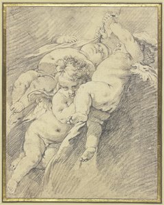 Tři andělé vznášející se ve vzduchu od François Boucher