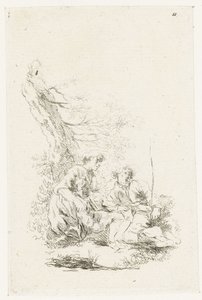 Tři osoby sedící u stromu od François Boucher