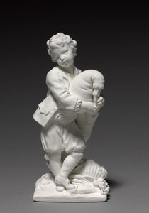 Figurka dudáka, výrobce Vincennes Factory, model Pierre Blondeau, 1748-1752 od François Boucher