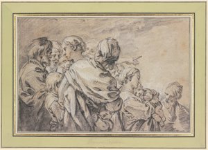 Skupina polofigur představující muže a ženy s dětmi od François Boucher