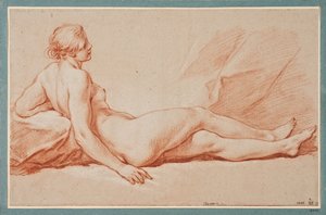 Ženská modelka v pololežící pozici od François Boucher