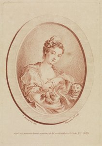 Mladá žena s psíkem a koťátkem od François Boucher
