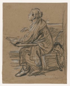 Mladý kreslíř () . Sedící postava držící na klíně desky od François Boucher