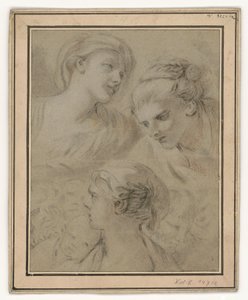 Studie obličeje, které ilustrativně znázorňují různé emoce od François Boucher
