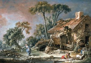 Krajina s venkovským domem od François Boucher