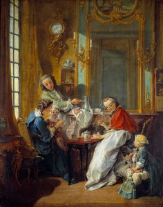 Obědová scéna v buržoazním interiéru. Obraz Francoise Bouchera (1703-1770) 1739 Ne. 0,81 x 0,65 m od François Boucher