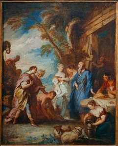 Rebeka přijímá Abrahamovy dary od Eliezera... od François Boucher