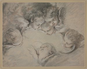 Šest andělských hlav v oblacích od François Boucher