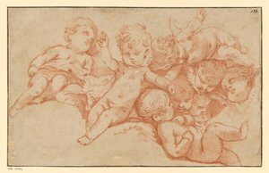 Hrající putti (protitisk) od François Boucher