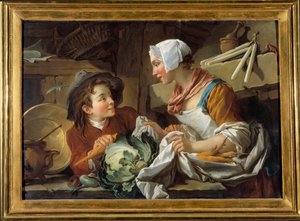Kuchař a mladý muž Obraz Francoise Bouchera (1703-1770) 1735. Adresa Musee de Sainte od François Boucher