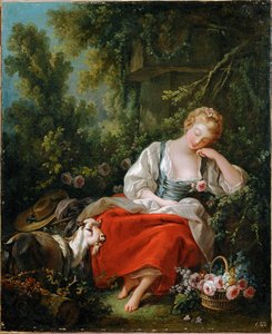 Snící pastýřka (malba na plátně) od Francois Boucher