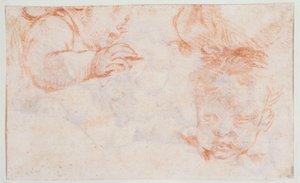 Tři chlapecké hlavy. Studie k výjevu na dveřích v Amalienborgu od François Boucher
