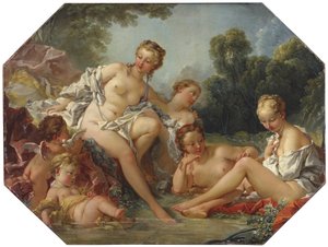 Venuše při koupeli obklopená nymfami a amorci od François Boucher