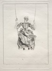 Žena na houpačce, při pohledu zezadu od François Boucher