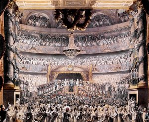 Louis XVIII (1755-1824) navštěvuje divadlo Odeon na večírku pořádaném Národní gardou Paříže v roce 1819 Kresba Francoise Buffeta (1789-1843) Sun. 36x44 cm Versailles, musee du chateau od Francois Buffet