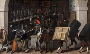 Konfiskace obsahu malířského ateliéru, asi 1590