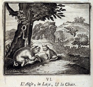 Orel Laie a bajky o kočce od Jean de La Fontaine (1621-95). Ilustrace Francois Chauveau (1613-1676). Vydání z roku 1728. od Francois Chauveau
