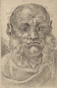 Maska plešatého muže s chlupatými kotletami, od Divers Masques, ca. 1635-45. od Francois Chauveau