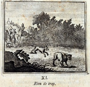 Nic moc. Bajky Jean de La Fontaine (1621-95). Ilustrace François Chauveau (1613-1676). Vydání z roku 1728. od Francois Chauveau