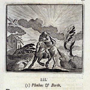 Phebus a Boree. Bajky Jean de La Fontaine (1621-95). Ilustrace Francois Chauveau (1613-1676). Vydání z roku 1728. od Francois Chauveau