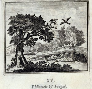 Philomele a Progne. Bajky Jean de La Fontaine (1621-95). Ilustrace François Chauveau (1613-1676). Vydání z roku 1728. od Francois Chauveau