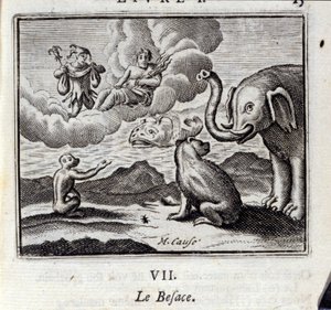 Taška. Bajky Jean de La Fontaine (1621-95). Ilustrace François Chauveau (1613-1676). Vydání z roku 1728. od Francois Chauveau