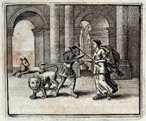 Společníci Ulysses. Bajky Jean de La Fontaine (1621-95). Ilustrace François Chauveau (1613-1676). Vydání z roku 1728.