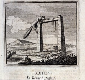 Anglická liška. Bajky Jean de La Fontaine (1621-95). Ilustrace François Chauveau (1613-1676). Vydání z roku 1728. od Francois Chauveau