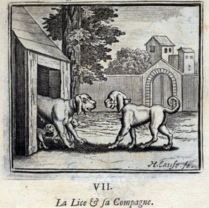 Vši a její společník. Bajky Jean de La Fontaine (1621-95). Ilustrace Francois Chauveau (1613-1676). Vydání z roku 1728. od Francois Chauveau