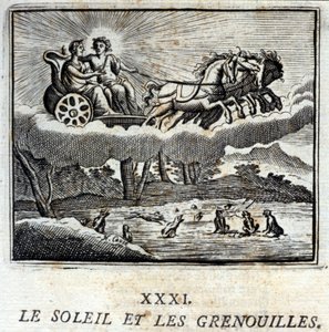 Slunce a žáby. Bajky Jean de La Fontaine (1621-95). Ilustrace François Chauveau (1613-1676). Vydání z roku 1728. od Francois Chauveau