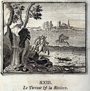 Torrent a Riviera. Bajky Jean de La Fontaine (1621-95). Ilustrace Francois Chauveau (1613-1676). Vydání z roku 1728. od Francois Chauveau
