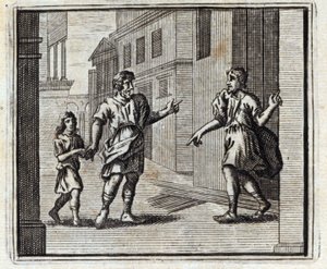 Depozitář je nevěrný. Bajky Jean de La Fontaine (1621-95). Ilustrace François Chauveau (1613-1676). Vydání z roku 1728. od Francois Chauveau