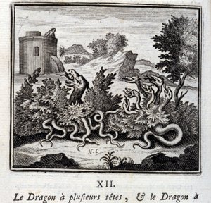 Drak má několik hlav a drak má několik ocasů. Bajky Jean de La Fontaine (1621-95). Ilustrace François Chauveau (1613-1676). Vydání z roku 1728. od Francois Chauveau